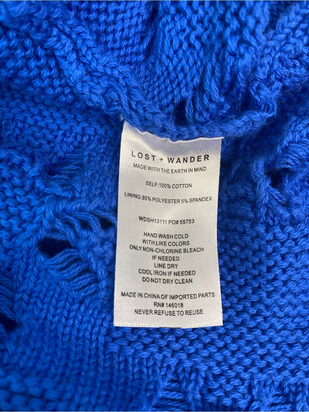 NWT Lost + Wander Cellyssa Knit Midi Dress in Cobalt Blue, Size XS/S - Picture 10 of 10